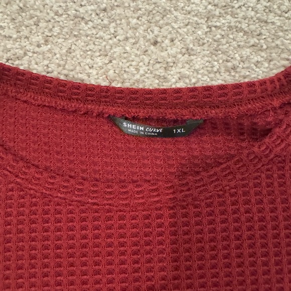 SHEIN CURVE Red Waffle Knot Dress Size: 1XL - Picture 5 of 6